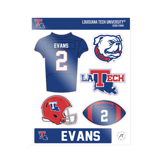 LA Tech - NCAA Football : Jessie Evans - Sticker Sheet-0