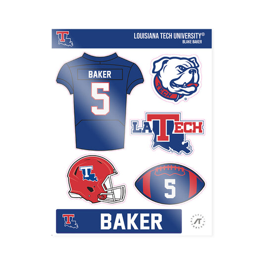 LA Tech - NCAA Football : Blake Baker - Sticker Sheet-0