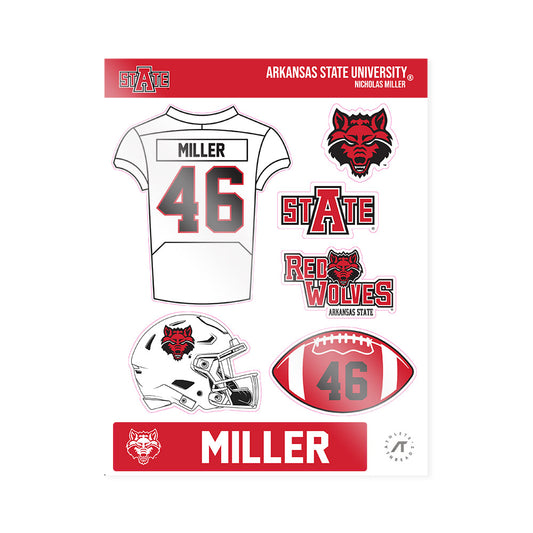 Arkansas State - NCAA Football : Nicholas Miller - Sticker Sheet-0