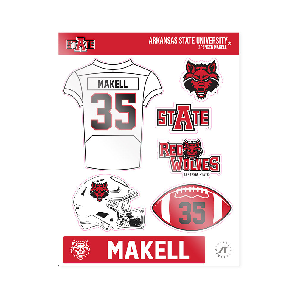 Arkansas State - NCAA Football : Spencer Makell - Sticker Sheet-0