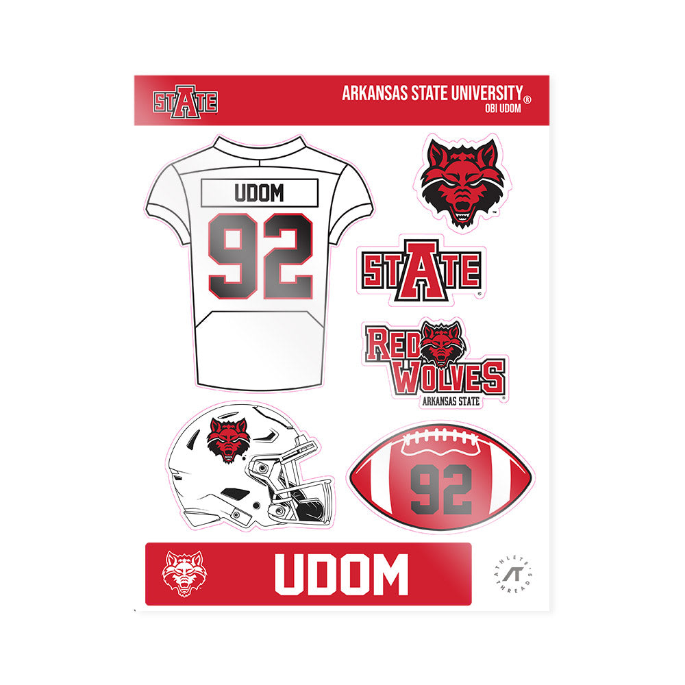 Arkansas State - NCAA Football : Obi Udom - Sticker Sheet-0