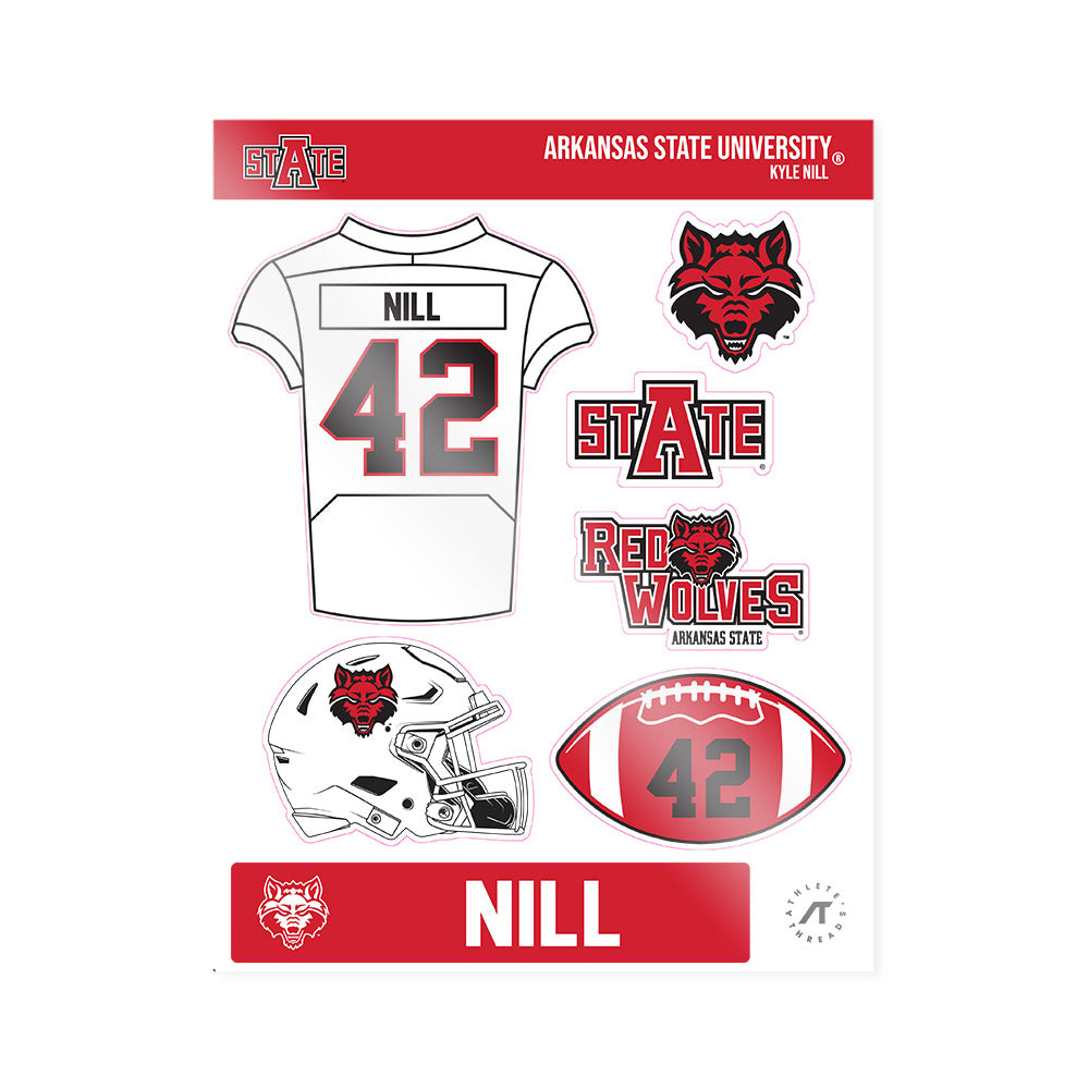 Arkansas State - NCAA Football : Kyle Nill - Sticker Sheet-0