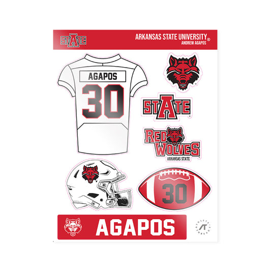 Arkansas State - NCAA Football : Andrew Agapos - Sticker Sheet-0