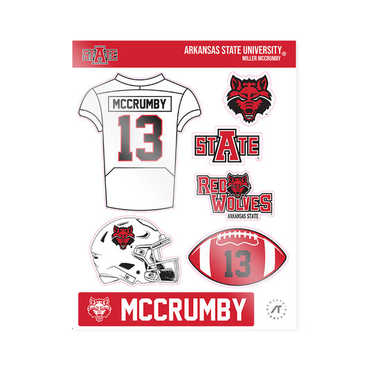 Arkansas State - NCAA Football : Miller McCrumby - Sticker Sheet-0