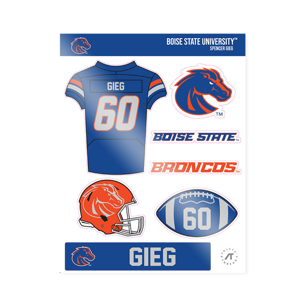 Boise State - NCAA Football : Spencer Gieg - Sticker Sheet-0