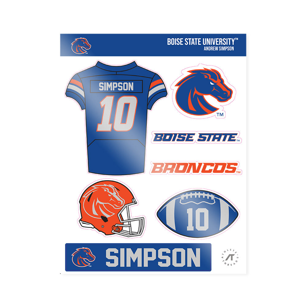 Boise State - NCAA Football : Andrew Simpson - Sticker Sheet-0