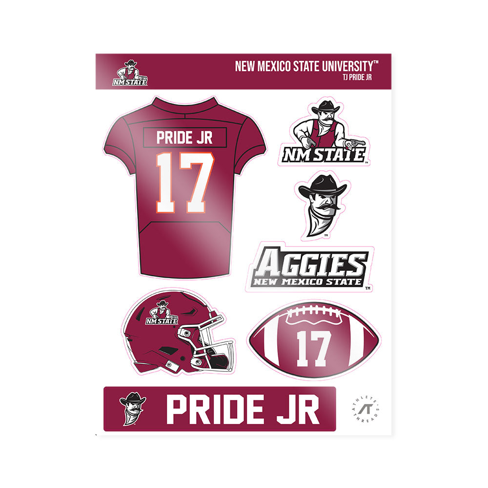 NMSU - NCAA Football : Tj Pride Jr - Sticker Sheet-0