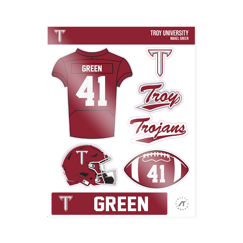Troy - NCAA Football : Makel Green - Sticker Sheet-0