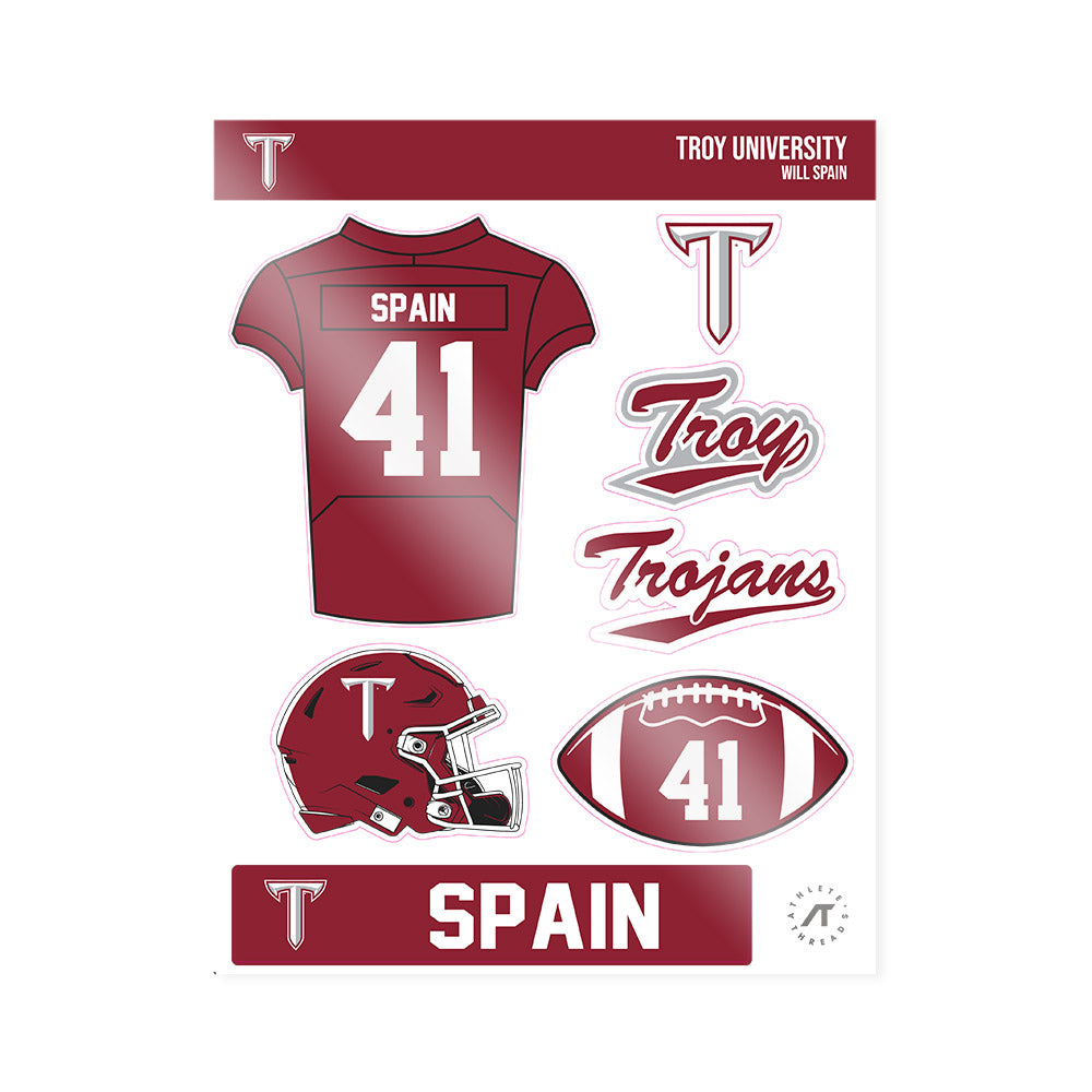 Troy - NCAA Football : Will Spain - Sticker Sheet-0