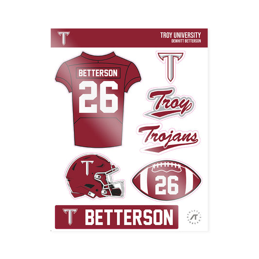 Troy - NCAA Football : Dewhitt Betterson - Sticker Sheet-0