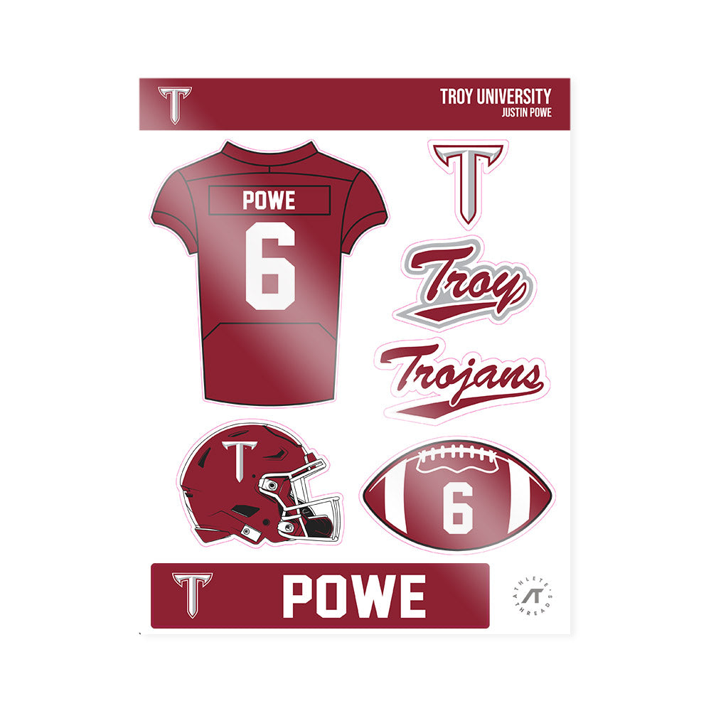 Troy - NCAA Football : Justin Powe - Sticker Sheet-0