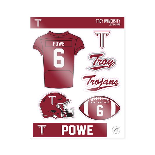 Troy - NCAA Football : Justin Powe - Sticker Sheet-0
