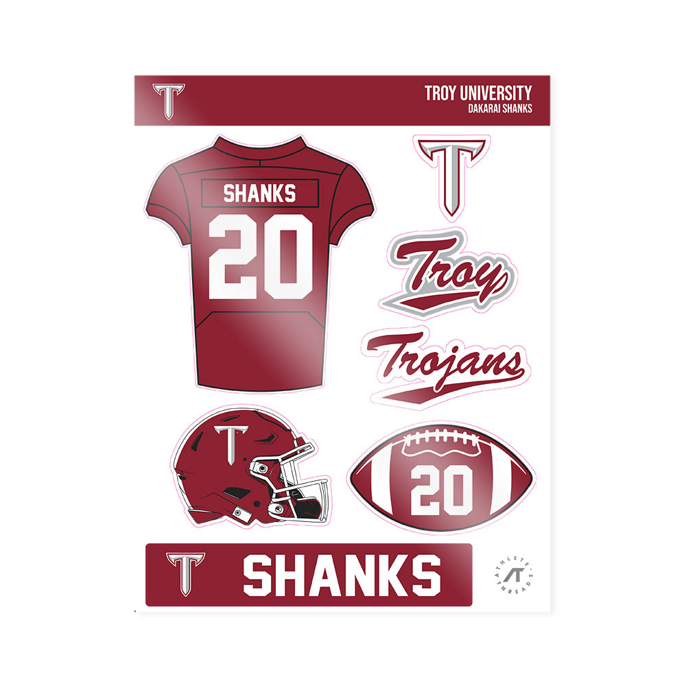 Troy - NCAA Football : Dakarai Shanks - Sticker Sheet-0