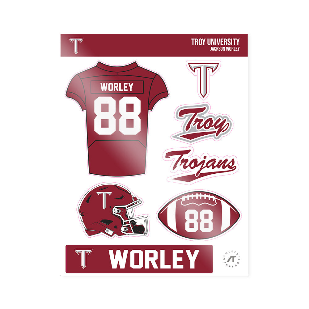 Troy - NCAA Football : Jackson Worley - Sticker Sheet-0