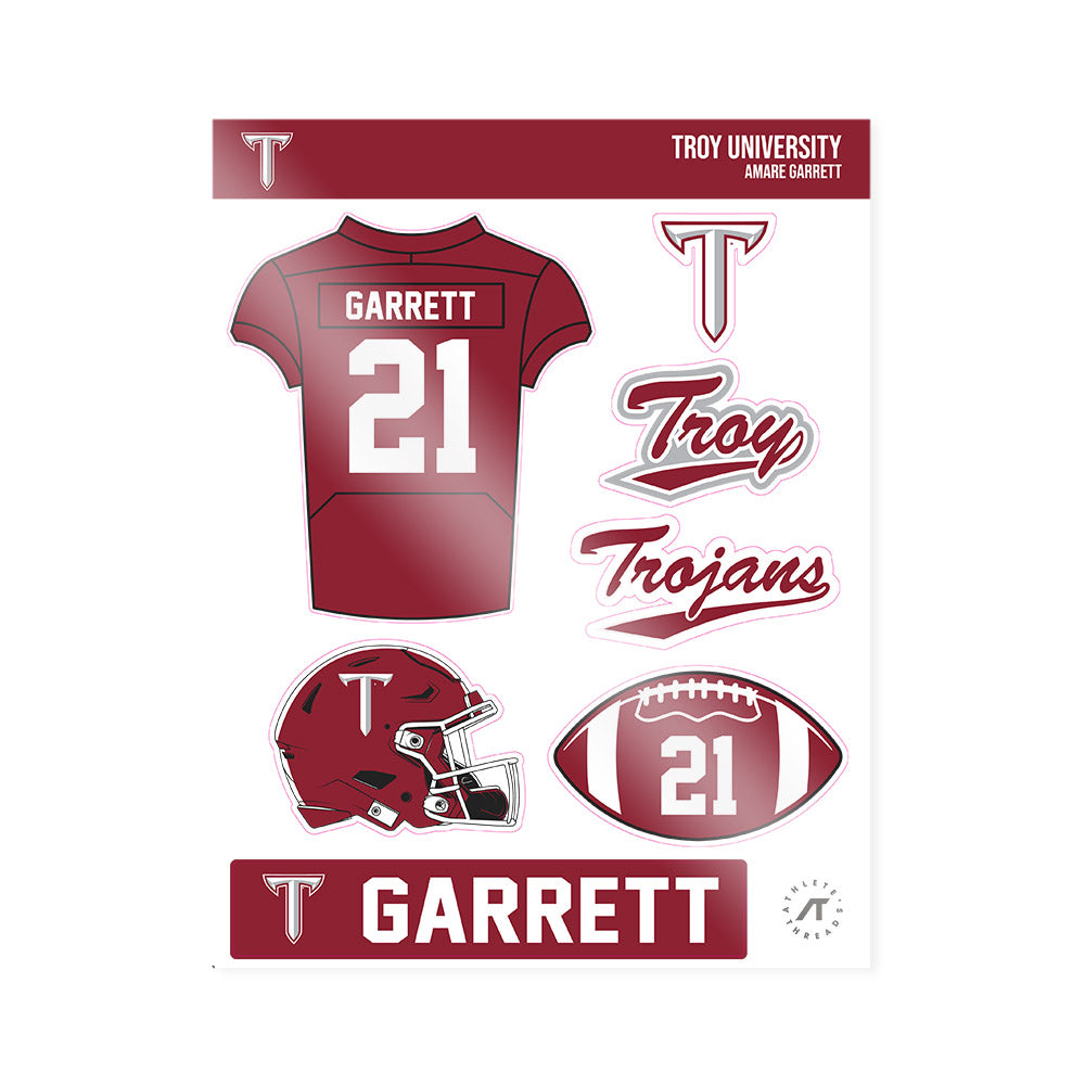 Troy - NCAA Football : Amare Garrett - Sticker Sheet-0