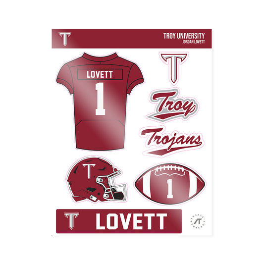Troy - NCAA Football : Jordan Lovett - Sticker Sheet-0