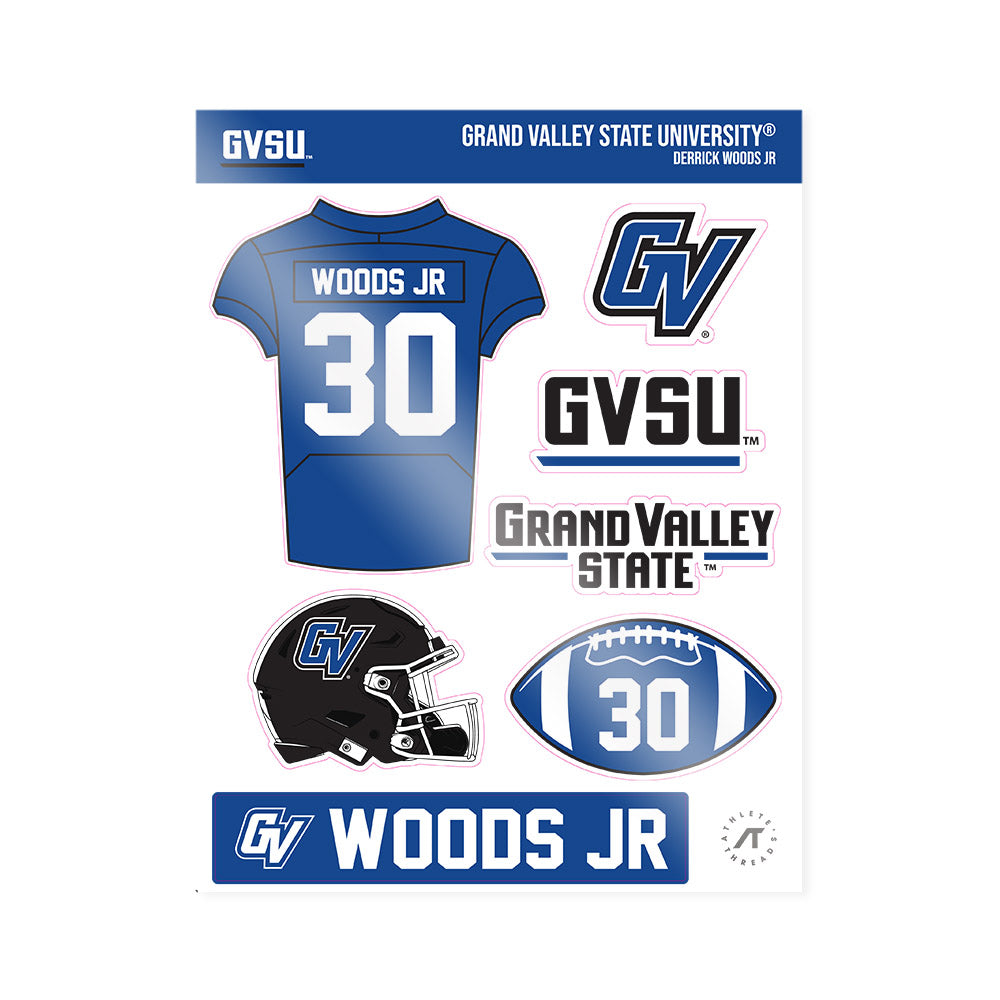 Grand Valley - NCAA Football : Derrick Woods Jr - Sticker Sheet-0