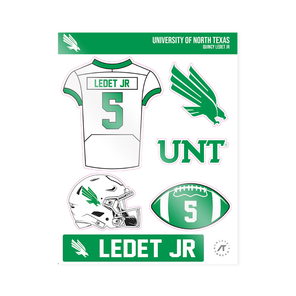 North Texas - NCAA Football : Quincy Ledet Jr - Sticker Sheet-0