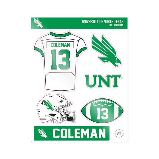 North Texas - NCAA Football : Miles Coleman - Sticker Sheet-0