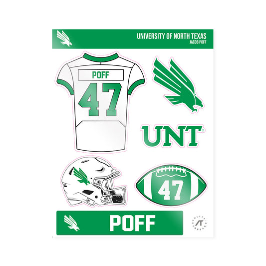North Texas - NCAA Football : Jacob Poff - Sticker Sheet-0