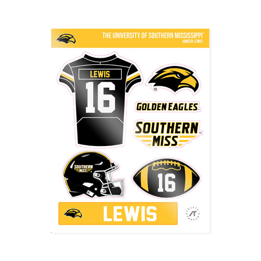 Southern Miss - NCAA Football : Jameer Lewis - Sticker Sheet-0