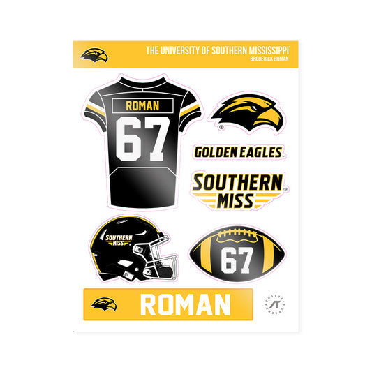 Southern Miss - NCAA Football : Broderick Roman - Sticker Sheet-0