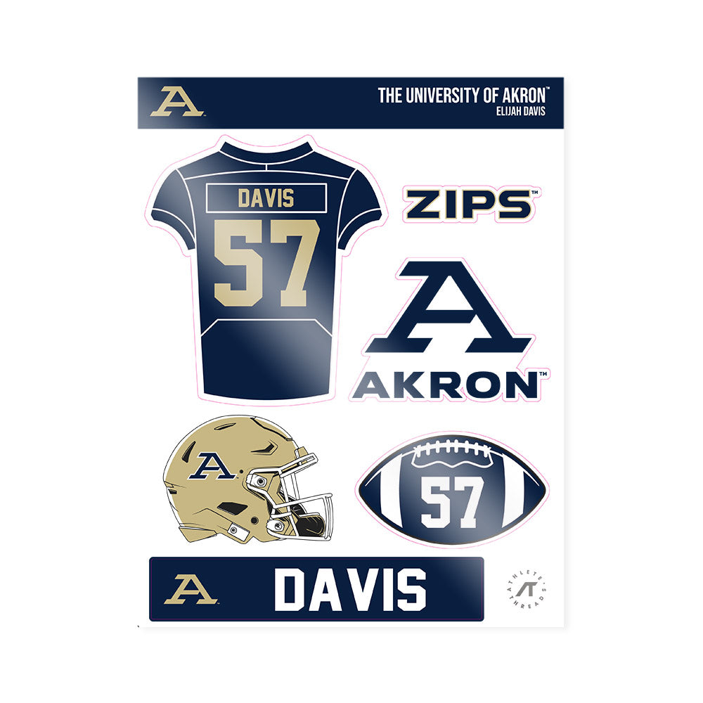 Akron - NCAA Football : Elijah Davis - Sticker Sheet-0