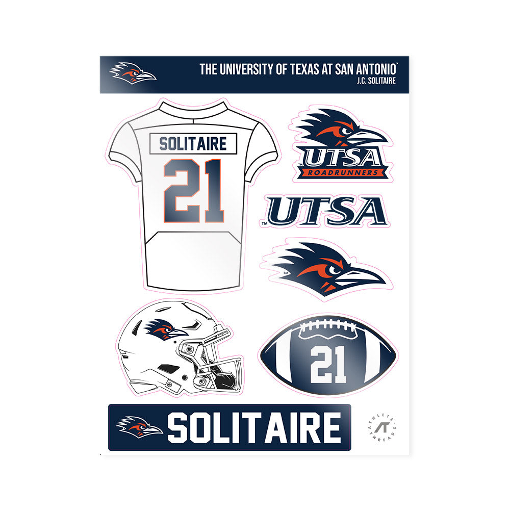 UTSA - NCAA Football : J.C. Solitaire - Sticker Sheet-0