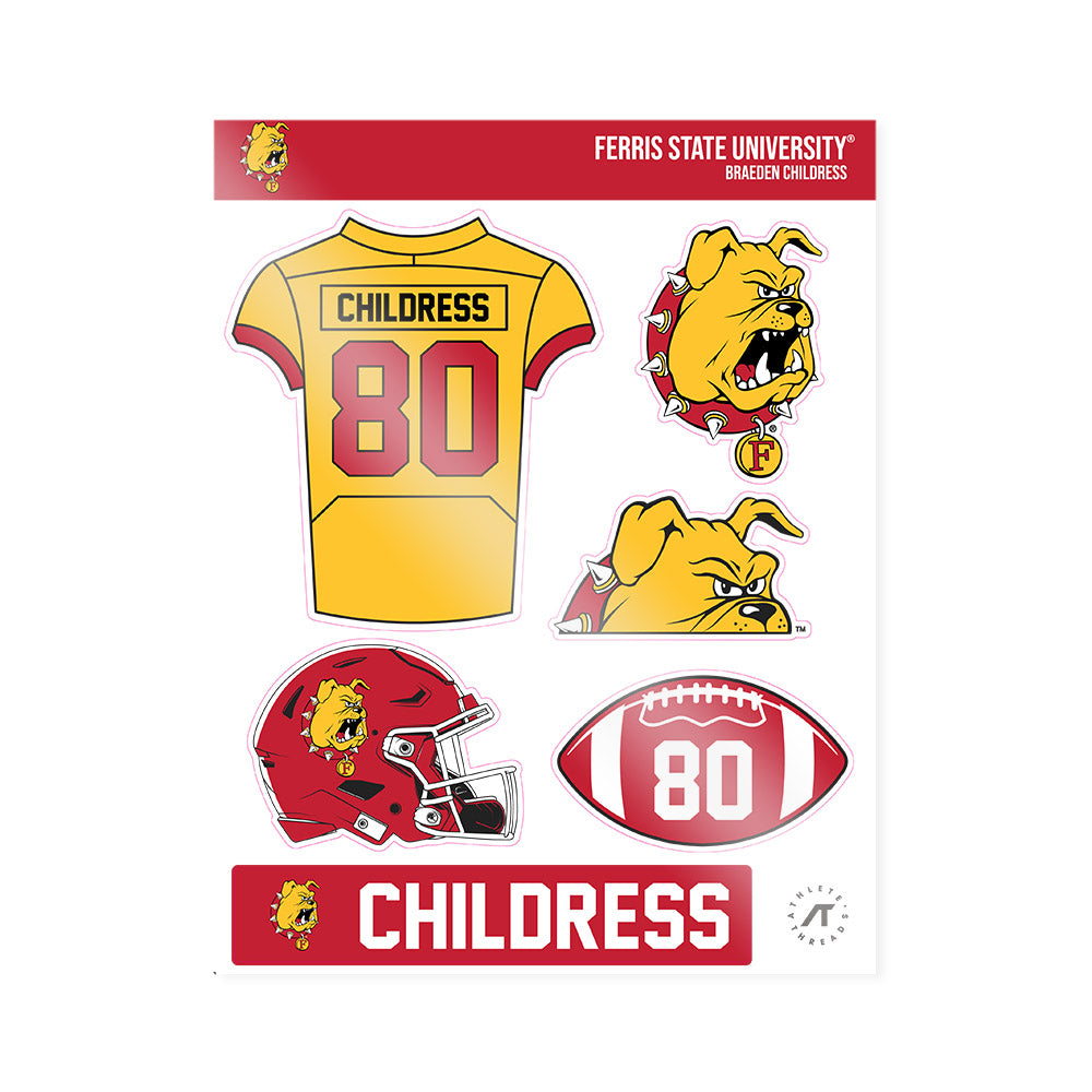 Ferris State - NCAA Football : Braeden Childress - Sticker Sheet-0