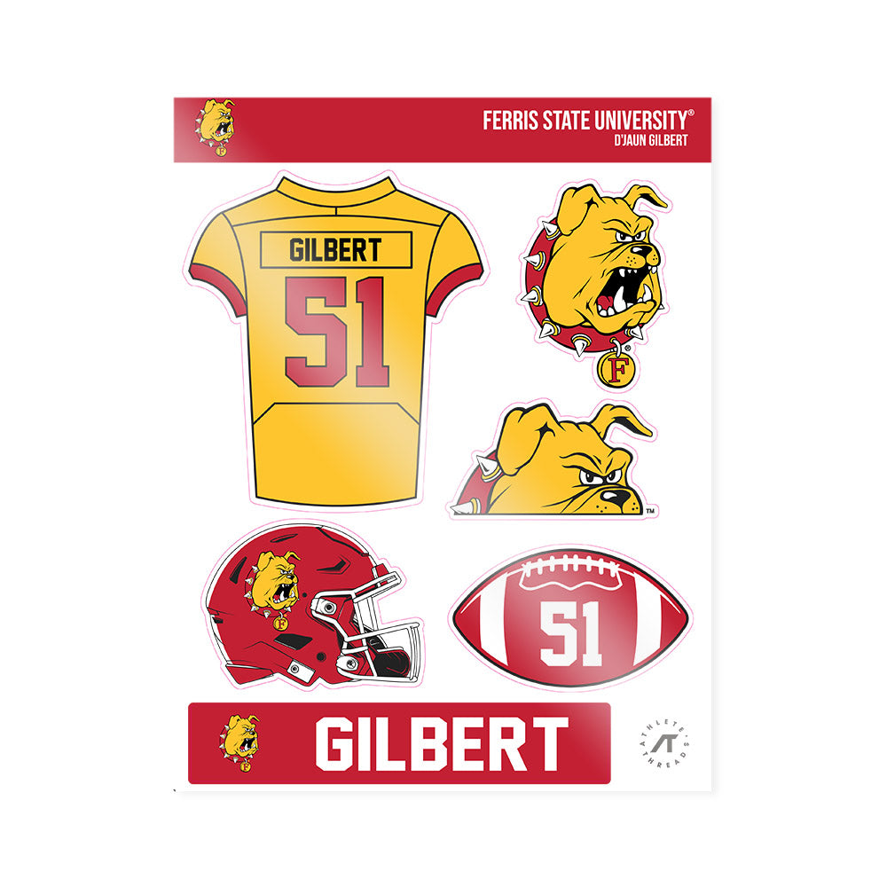 Ferris State - NCAA Football : D'Jaun Gilbert - Sticker Sheet-0