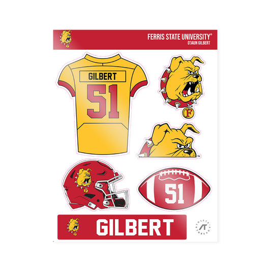 Ferris State - NCAA Football : D'Jaun Gilbert - Sticker Sheet-0