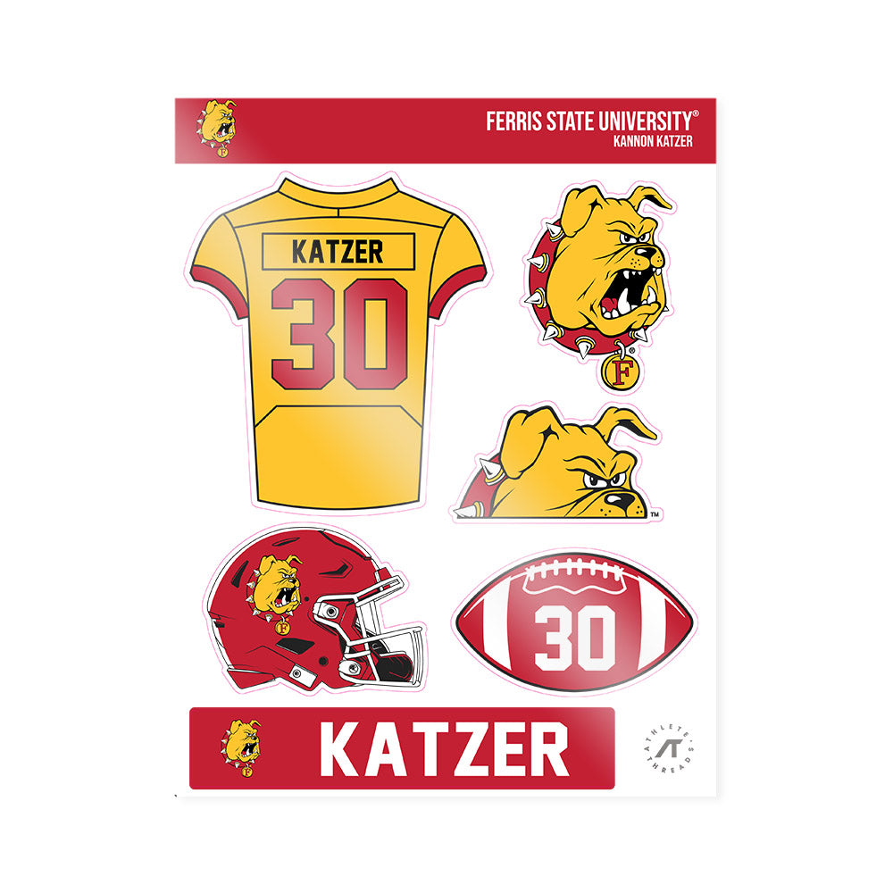 Ferris State - NCAA Football : Kannon Katzer - Sticker Sheet-0