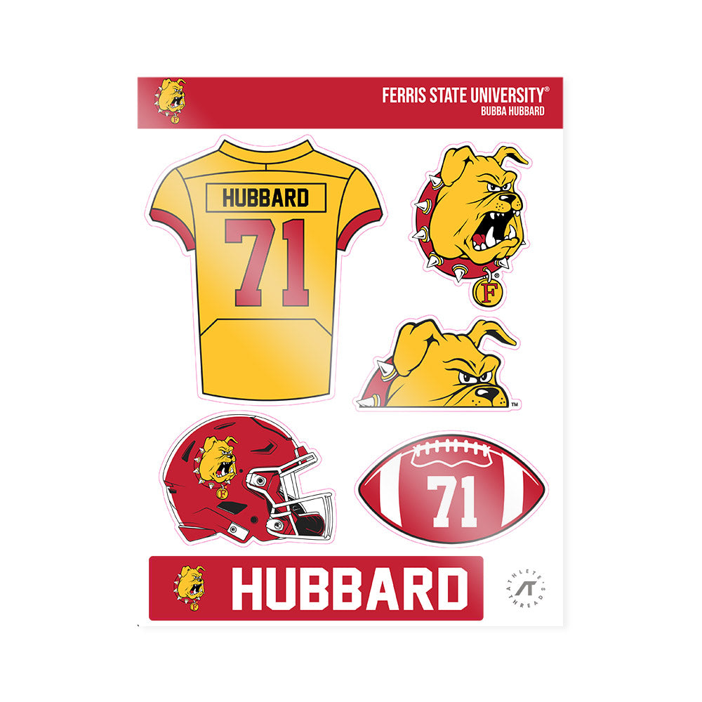 Ferris State - NCAA Football : Bubba Hubbard - Sticker Sheet-0