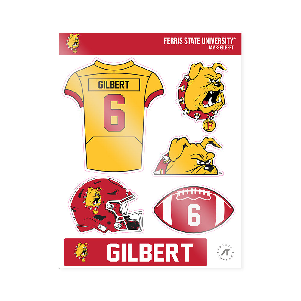 Ferris State - NCAA Football : James Gilbert - Sticker Sheet-0