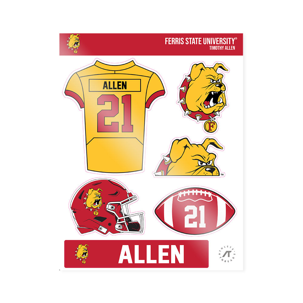 Ferris State - NCAA Football : Timothy Allen - Sticker Sheet-0