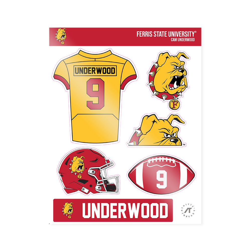 Ferris State - NCAA Football : Cam Underwood - Sticker Sheet-0