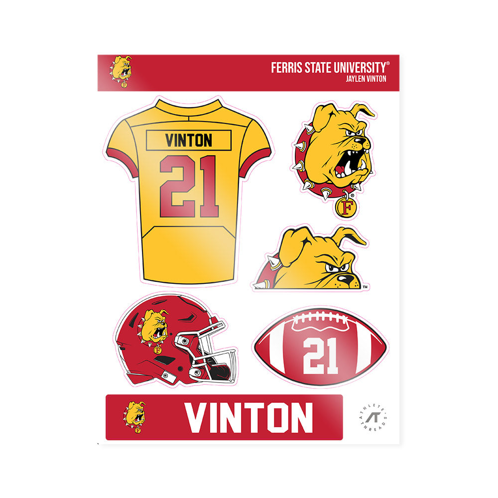 Ferris State - NCAA Football : Jaylen Vinton - Sticker Sheet-0