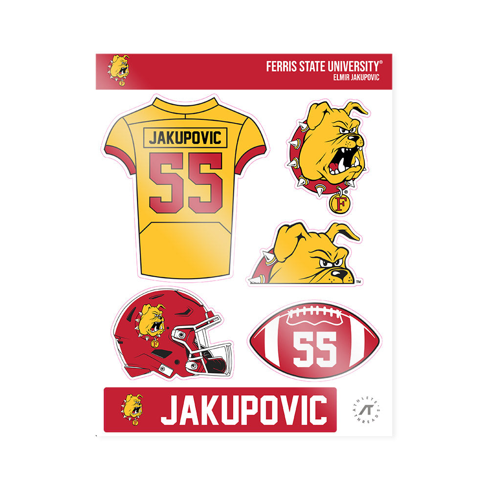 Ferris State - NCAA Football : Elmir Jakupovic - Sticker Sheet-0