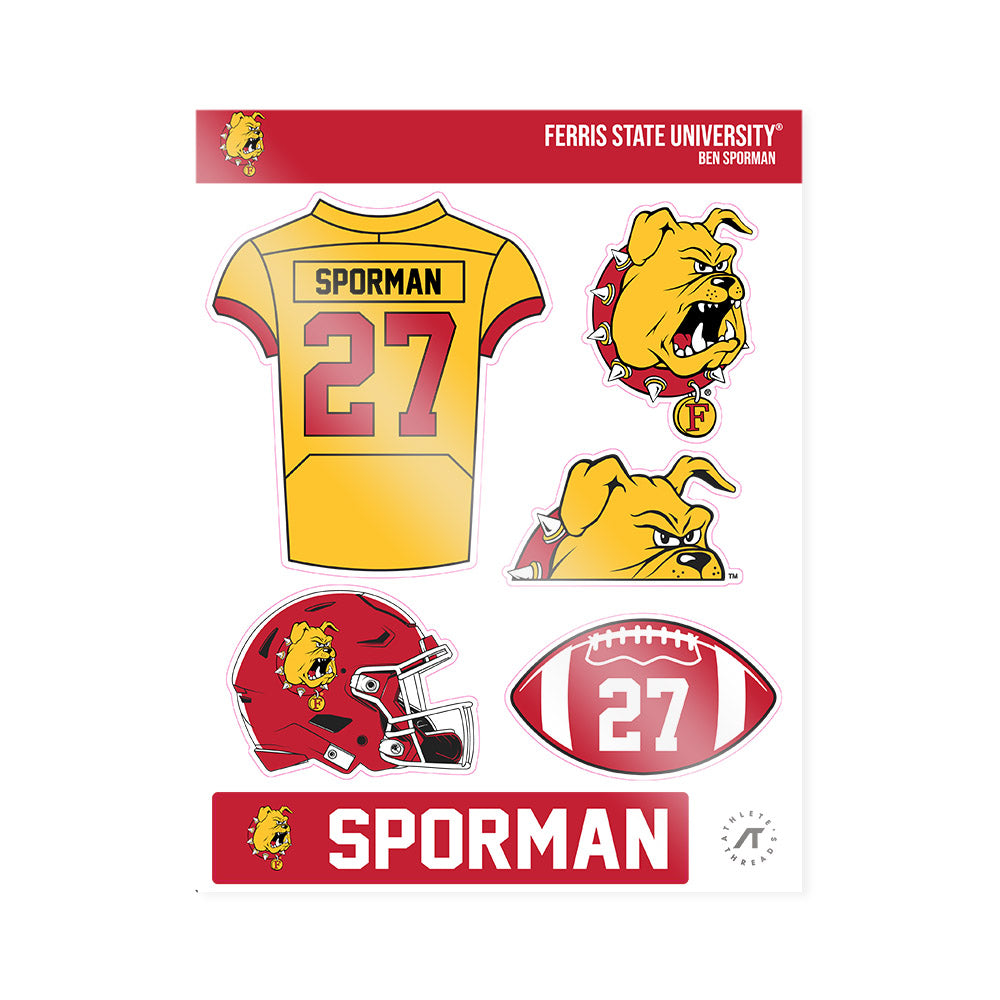 Ferris State - NCAA Football : Ben Sporman - Sticker Sheet-0