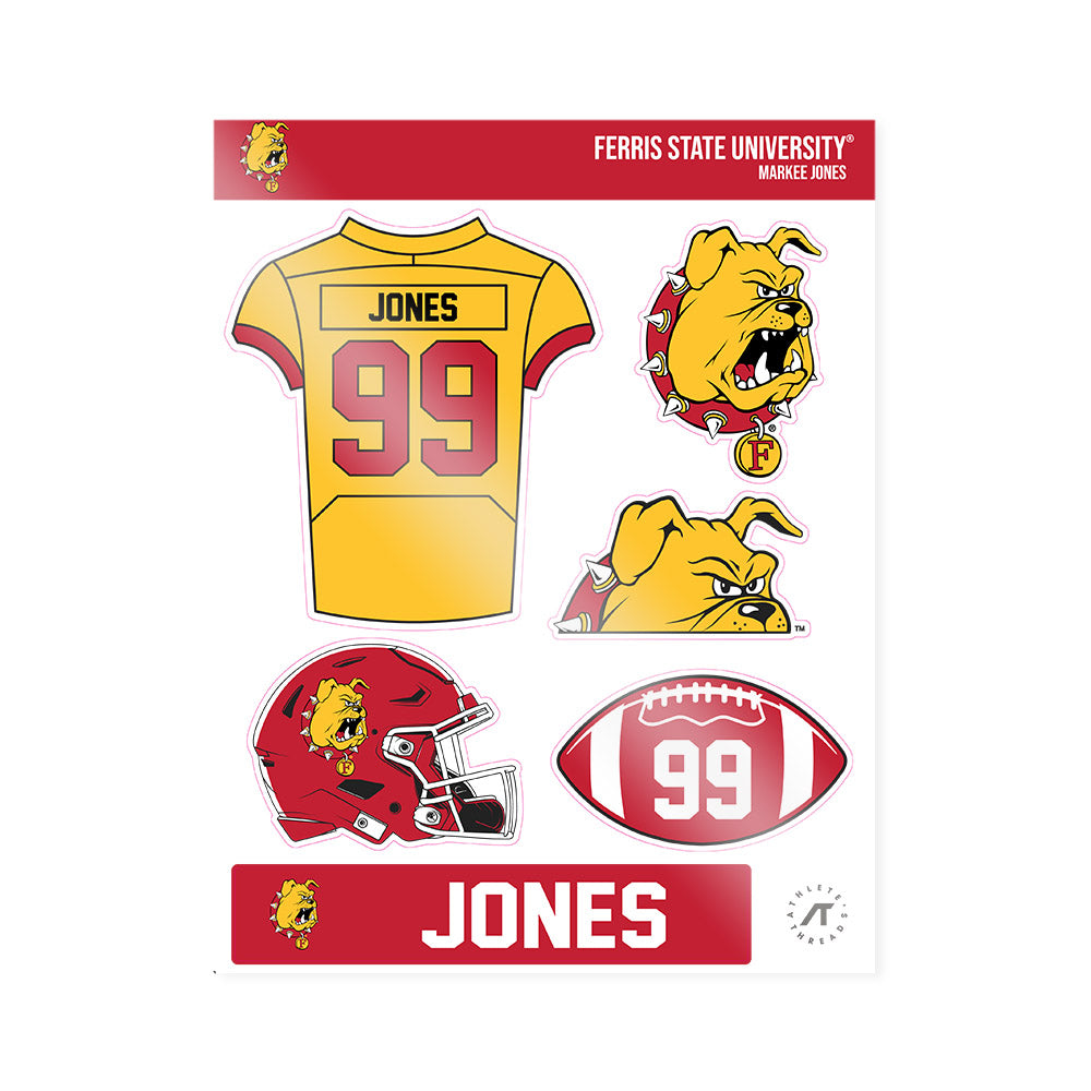 Ferris State - NCAA Football : markee jones - Sticker Sheet-0