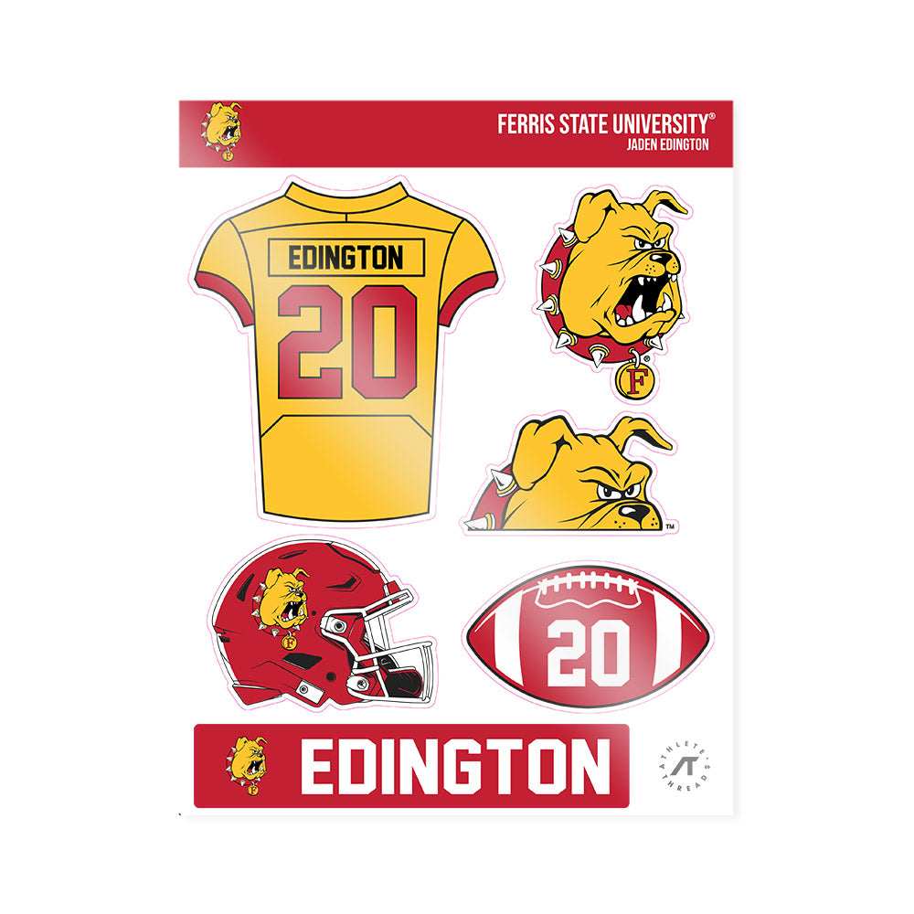 Ferris State - NCAA Football : Jaden Edington - Sticker Sheet-0