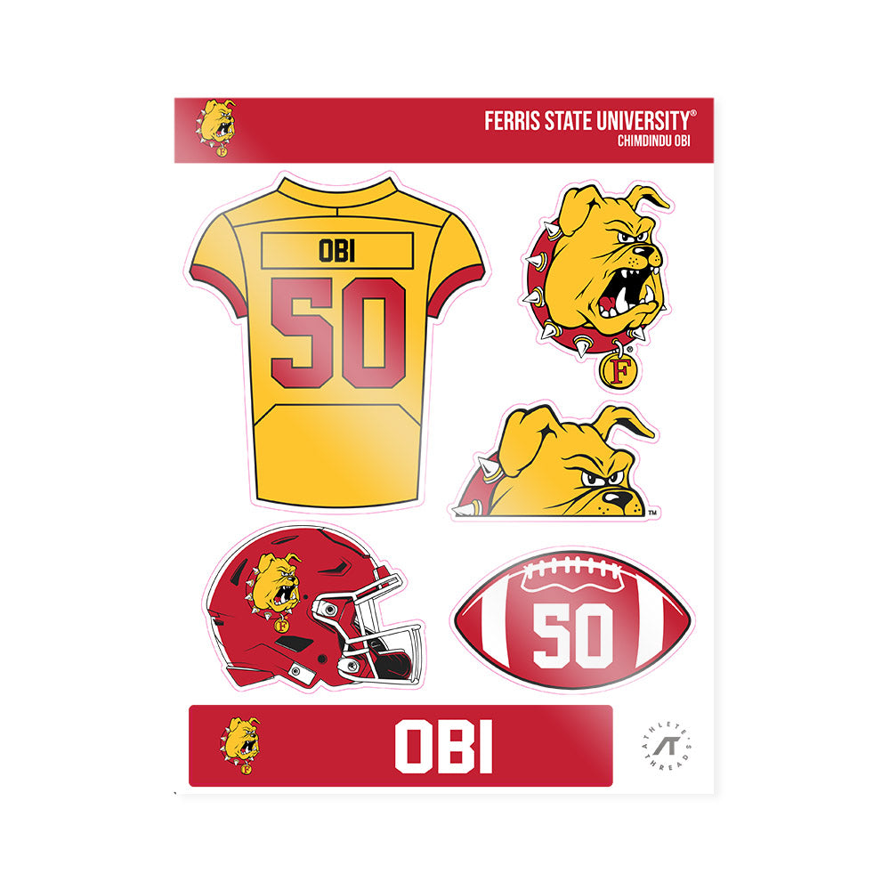 Ferris State - NCAA Football : Chimdindu Obi - Sticker Sheet-0