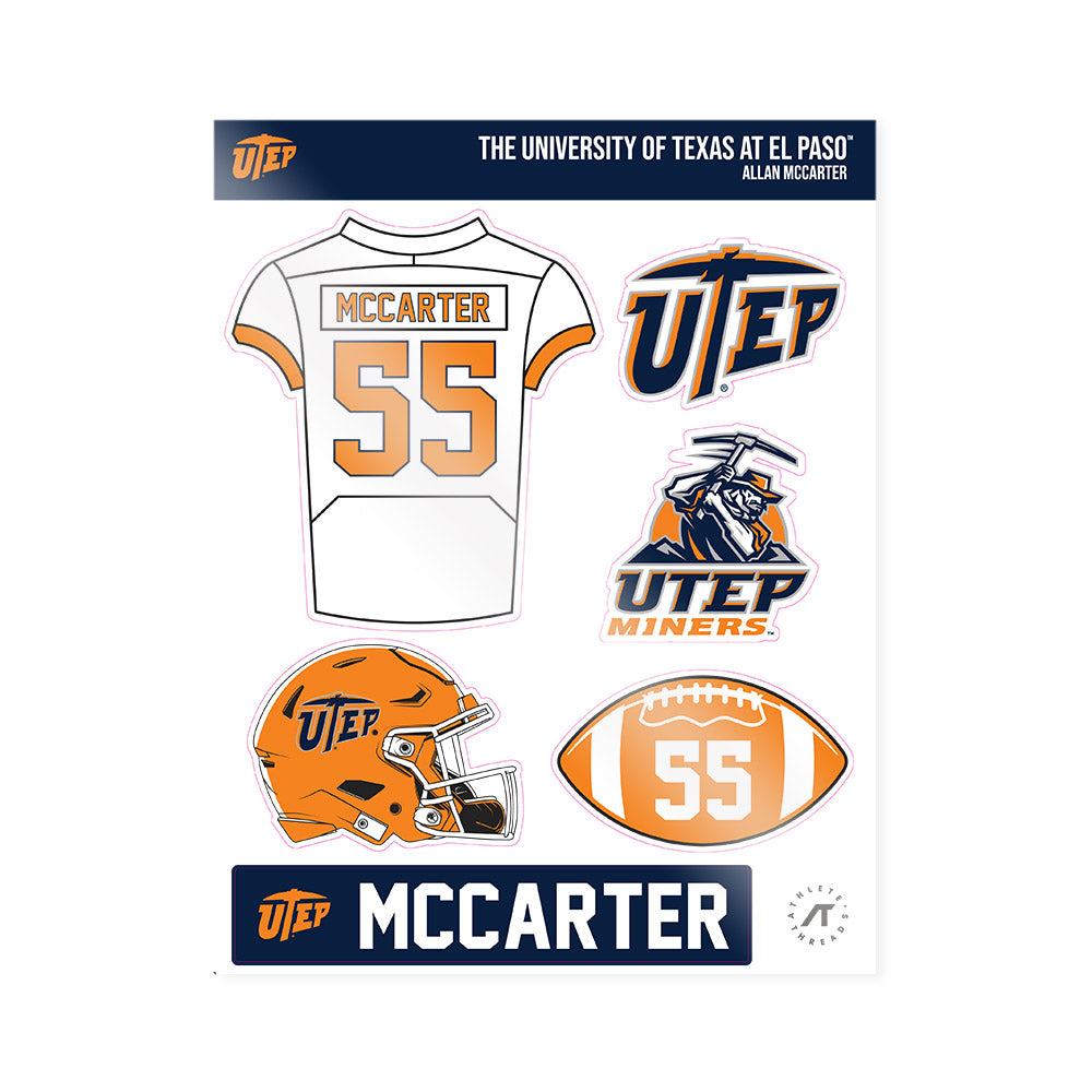 UTEP - NCAA Football : Allan McCarter - Sticker Sheet-0