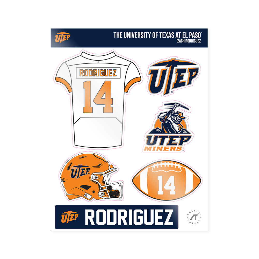 UTEP - NCAA Football : Zach Rodriguez - Sticker Sheet-0