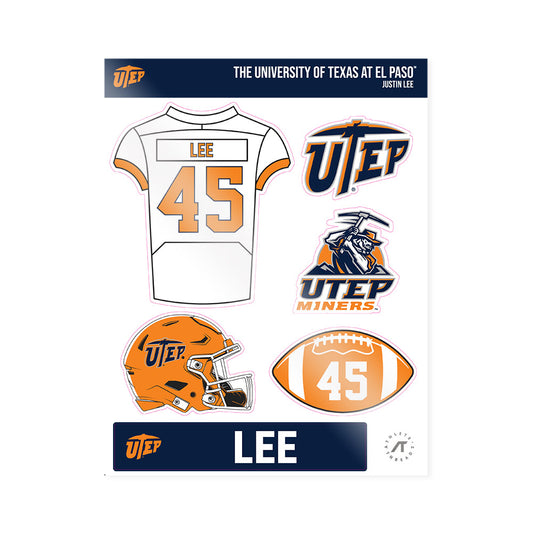 UTEP - NCAA Football : Justin Lee - Sticker Sheet-0