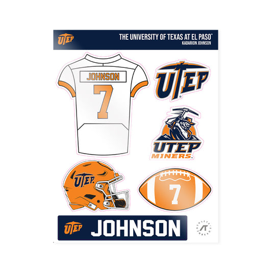 UTEP - NCAA Football : Kadarion Johnson - Sticker Sheet-0