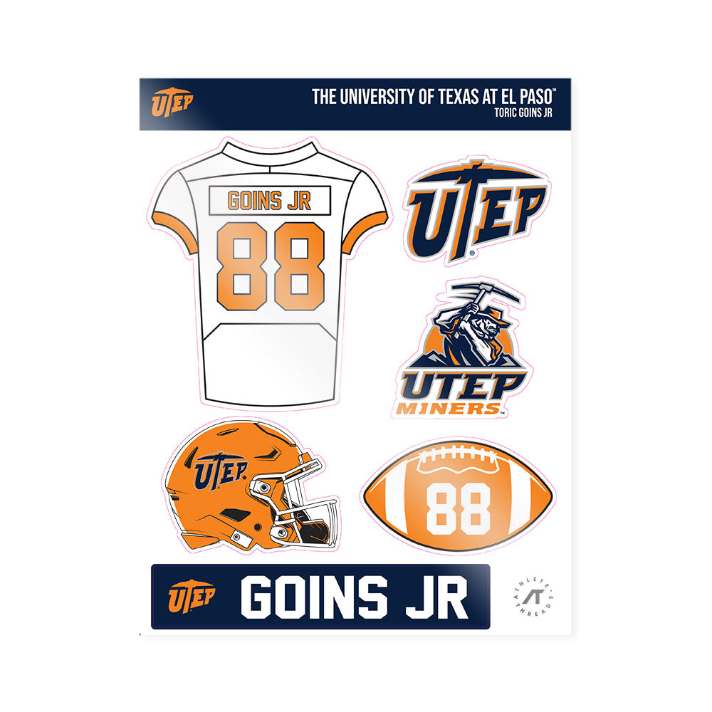 UTEP - NCAA Football : Toric Goins Jr - Sticker Sheet-0