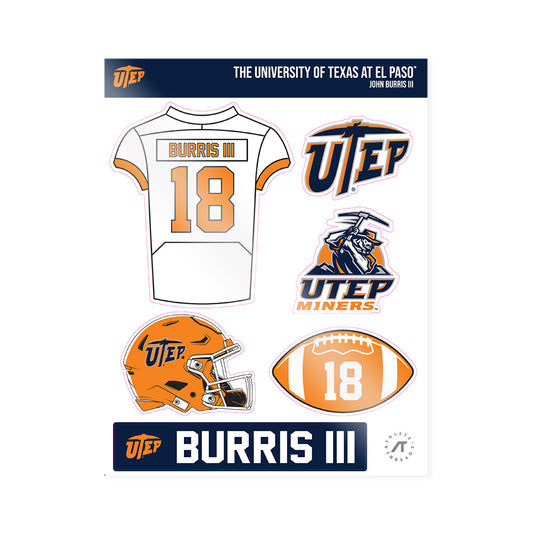 UTEP - NCAA Football : John Burris III - Sticker Sheet-0