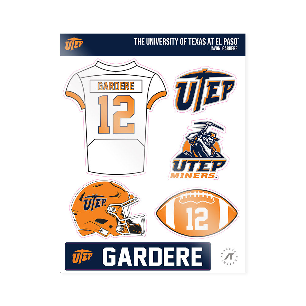 UTEP - NCAA Football : Javoni Gardere - Sticker Sheet-0