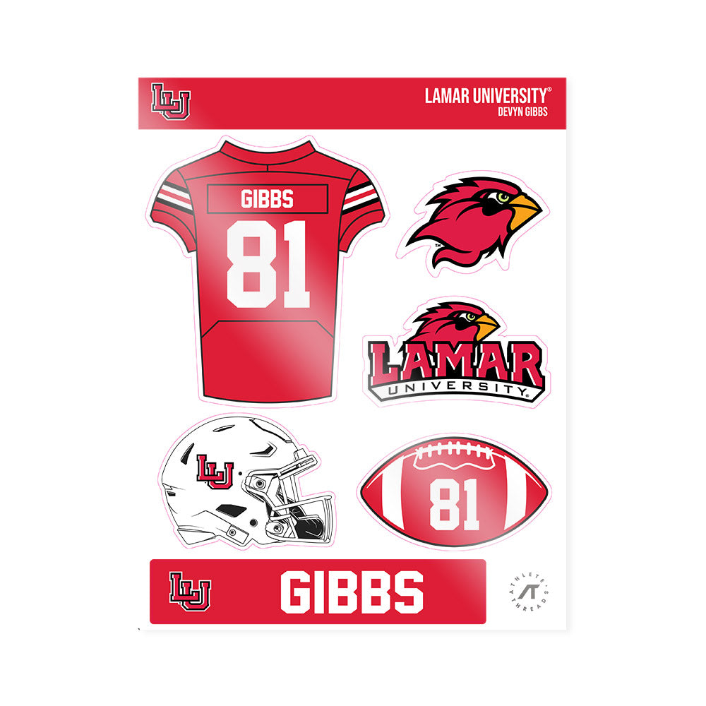 Lamar - NCAA Football : Devyn Gibbs - Sticker Sheet-0